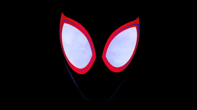 Spider-Man costume image of Spider-Man: Into The Spider-Verse series with red and white eyes in front of black background download