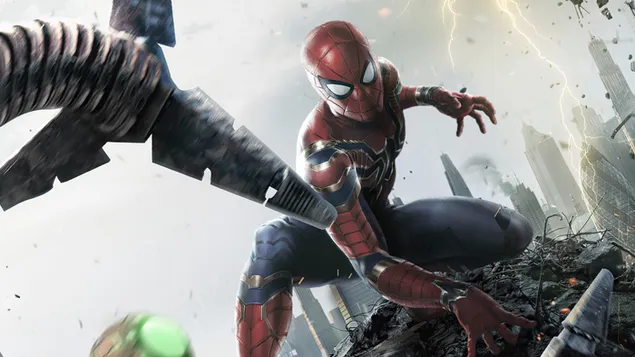 蜘蛛侠与章鱼博士战斗 4K 壁纸