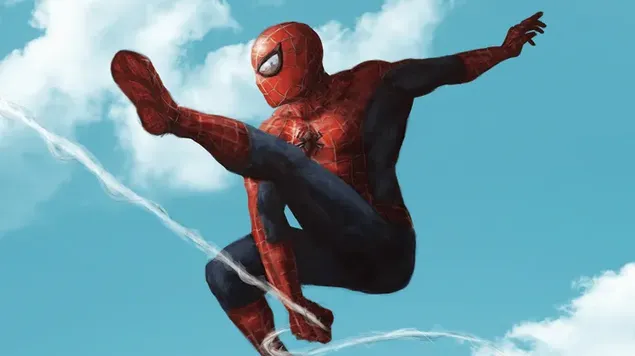 Spider Man Flyr På En Kul Solrik Dag 4K bakgrunn