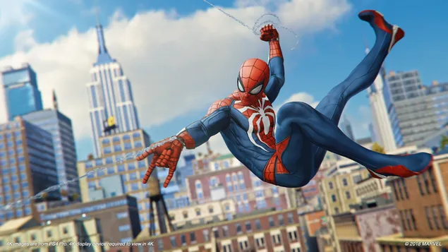 Spider-Man-spel (2018) - Spiderman in New York City 4K achtergrond