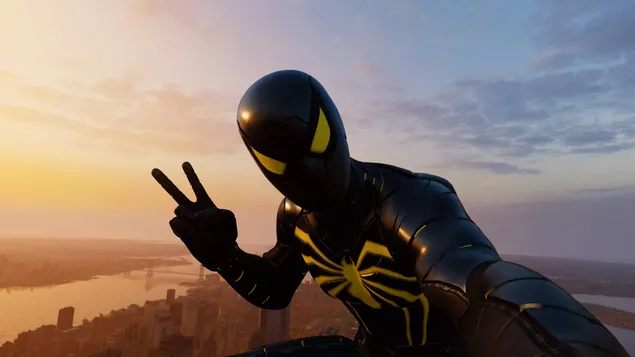 Spider-Man-spel - Black Spidey Selfie 4K achtergrond