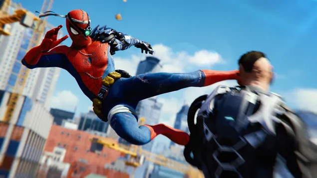 Igra Spider-Man - Boj s kiborgom Spidermanom 4K ozadje