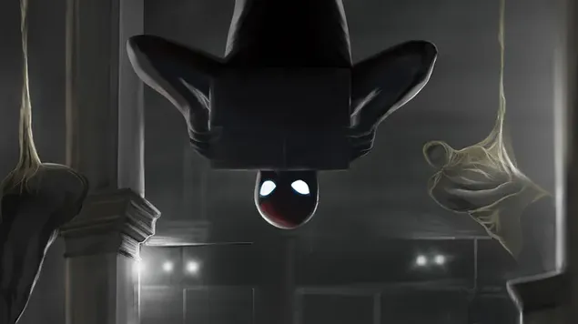 มนุษย์แมงมุมห้อยหัวและอ่านหนังสือในสถานที่สยองขวัญ 4K วอลเปเปอร์