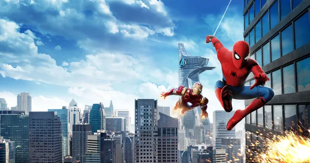 Spider-Man: Homecoming-film - Spiderman en Ironman in de stad download