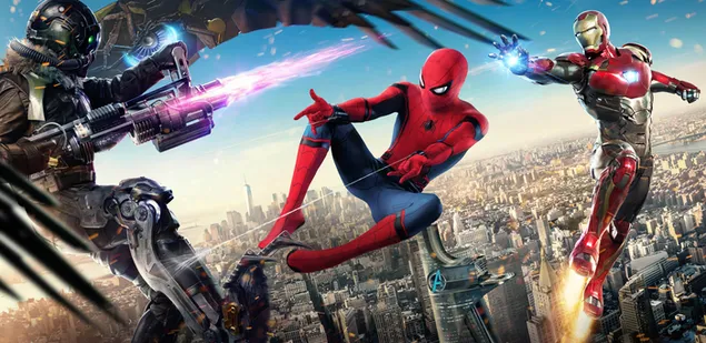 スパイダーマン:ホームカミング映画-ハゲタカと戦うスパイダーマンとアイアンマン ダウンロード