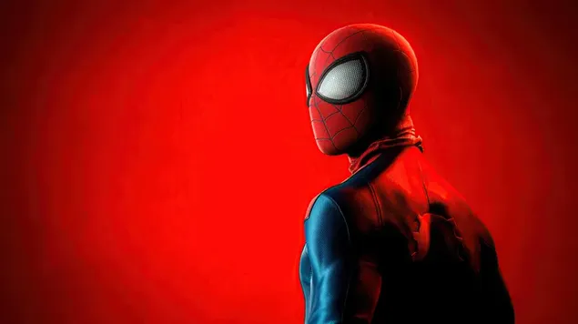 Spider Man frente a la pared roja descargar