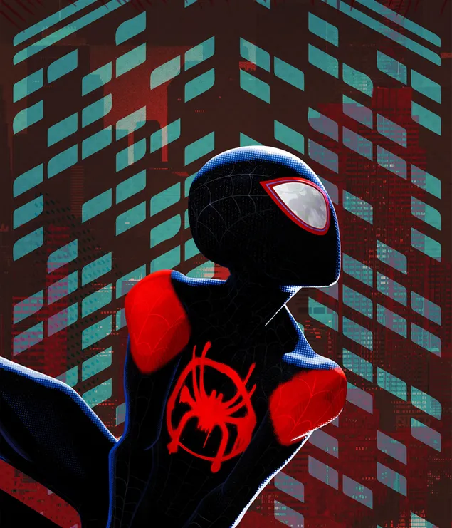 Spider-Man: Into the Spider-Verse film - Miles Morales in zwart kostuum