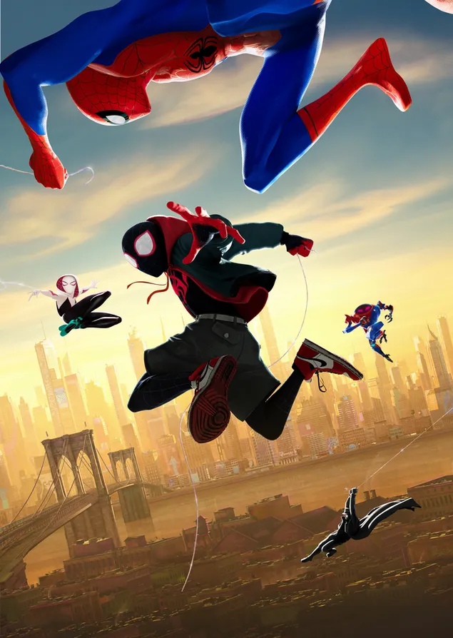 Spider-Man: Into the Spider-Verse movie - Marvel heroes in action 4K wallpaper