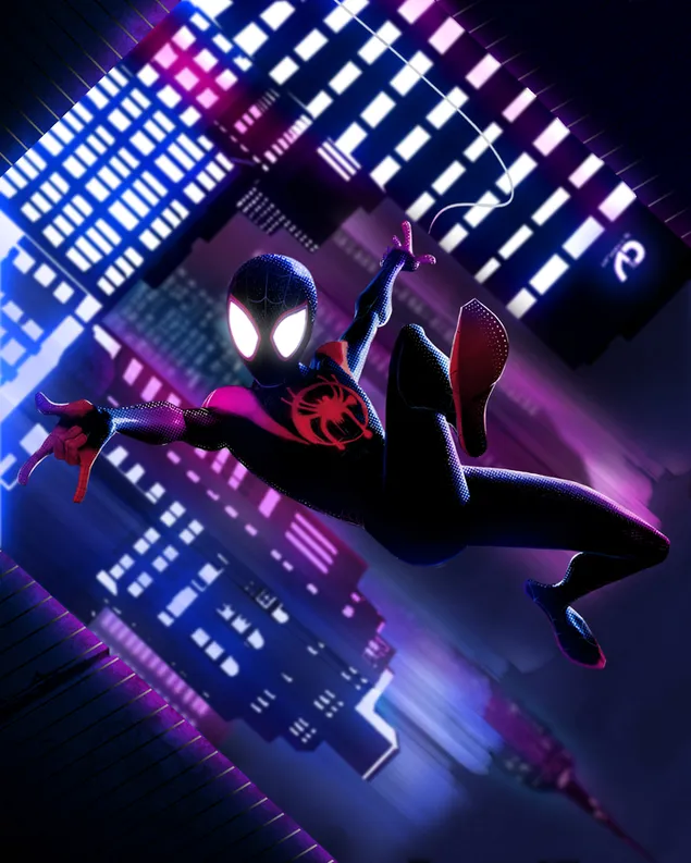 Spider-Man: Into the Spider-Verse הסרט - מיילס מוראלס בתור ספיידרמן נואר 2K טפט