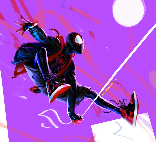 Spider-Man: Into the Spider-Verse הסרט - מיילס מוראלס במכסה המנוע 4K טפט