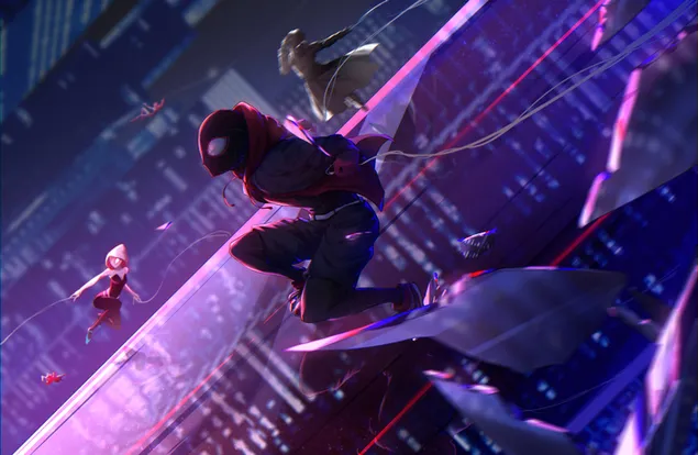 Spider-Man: Into the Spider-Verse movie - Miles Morales with Spider Gwen 2K wallpaper