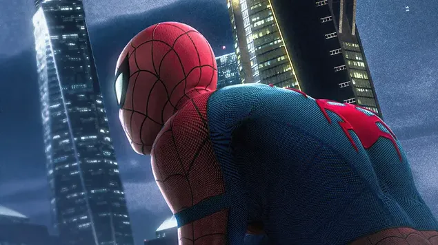 Spider Man Memantau Kotanya 4K wallpaper