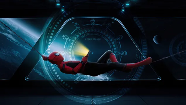 Spider-man met zijn mobiele telefoon vooruit Coole achtergrond download