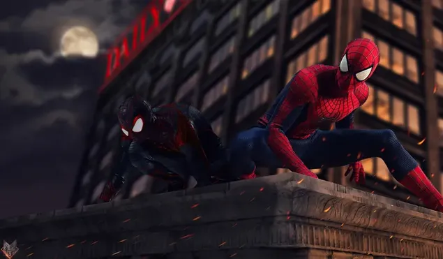 Spider Man Miles Morales And Spider Man Together  4K wallpaper