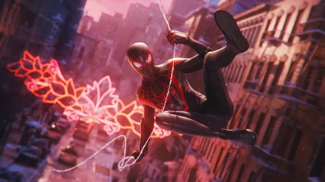 Spider Man Miles Morales:Hanging Through His Webs 4K wallpaper