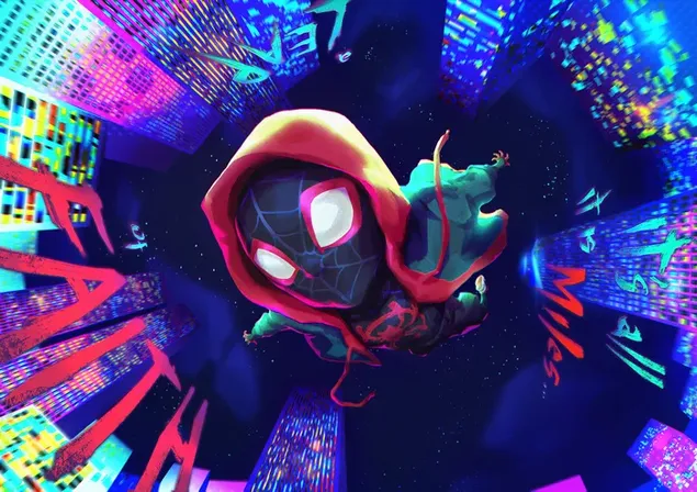 Spider Man Miles Morales en un colorido verso de araña descargar