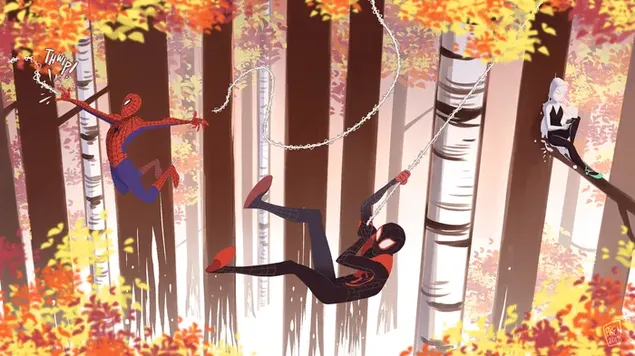 Spider Man Miles Morales : On the Forest  2K wallpaper