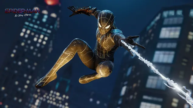 Spider-Man: No Way Home Black Gold Suit Masaüstü Oyunu 4K duvar kağıdı