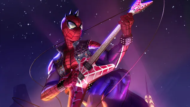 Spider-Man Punk Guitarra (Marvel) Superhéroe