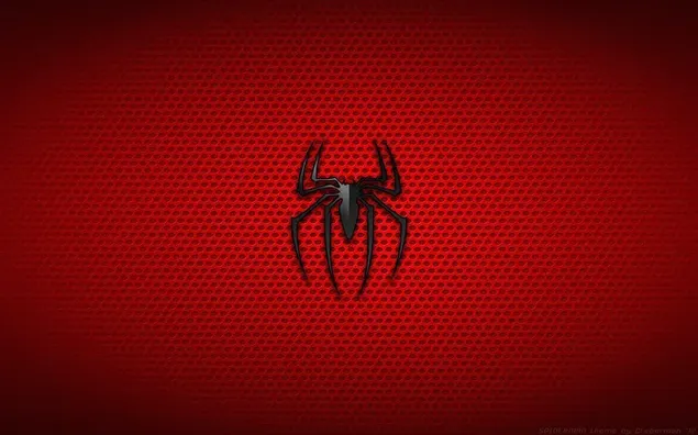 Spider Mans spindellogotyp i röd vägg 4K bakgrund