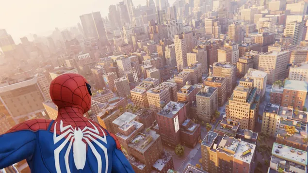 Páipéar balla Radharc Spider-Man Ag Feiceáil Os cionn Nua-EabhracHD