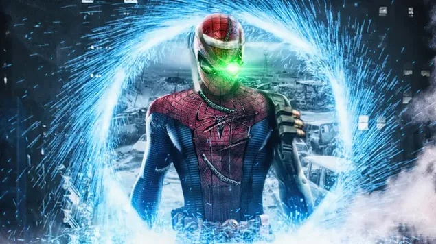 Spider Man With His  Green Eye  Of Another Verse Coming From Magical Portal  4K wallpaper