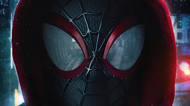Spider Mn Miles Morales:Black Spidy Face 4K wallpaper