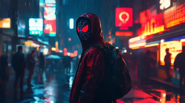 ספיידרמן באורות העיר הגשומים 2K טפט