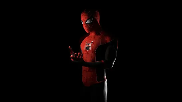 Spiderman Mencari di Jaringnya Dan Gelap Berat Di Sekitarnya 4K wallpaper