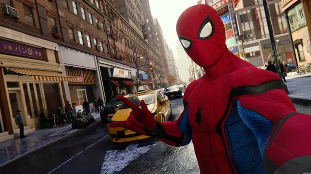 Selfie al carrer Spiderman baixada