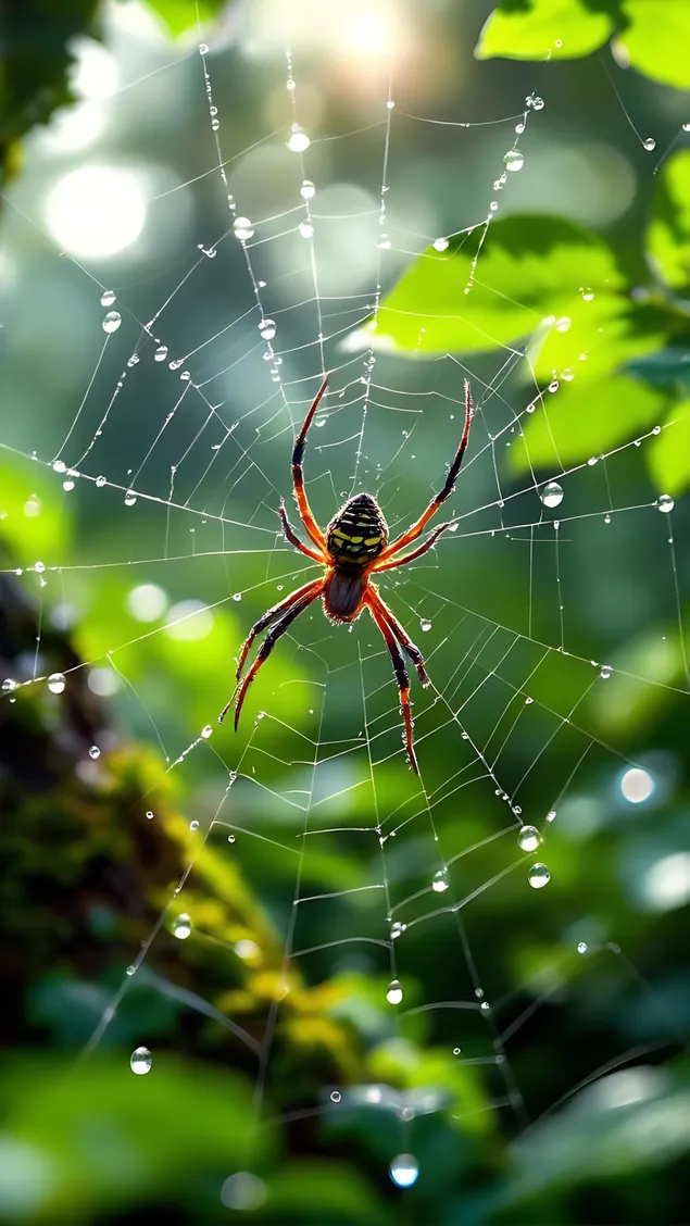 spiderweb with dew drops outdoors download