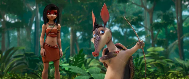Spirit of the Amazon, niña con la cara pintada en mini vestido de la película Ainbo