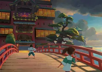 Tapeta Haku a Chihiro u mostu Lázeňského domu v duchu HD
