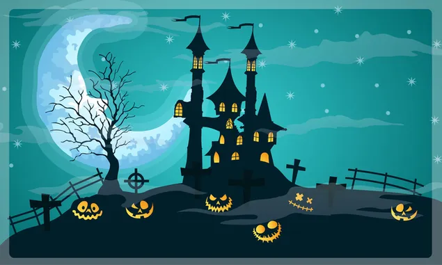 Spookachtig huis op een griezelig kerkhof