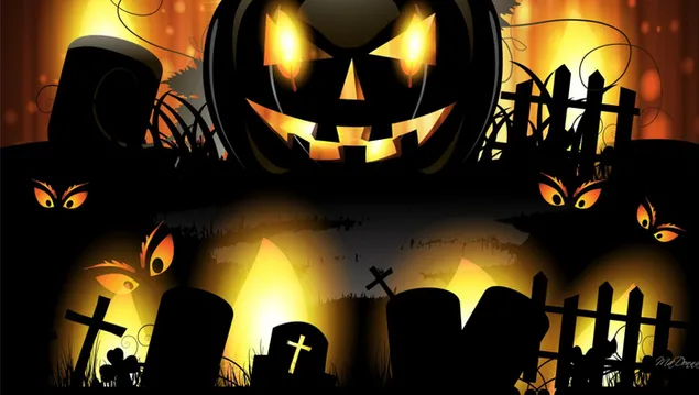Spookachtig Halloween-kerkhof download