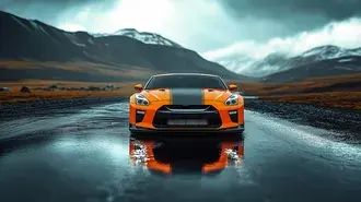 Tapeta Sportovní auto projíždějící přírodou 2K