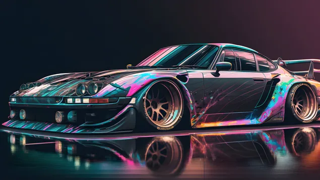 跑车丰富多彩的数字艺术 4K 壁纸