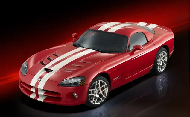 Sports car Dodge Viper SRT 10 in red and white colors