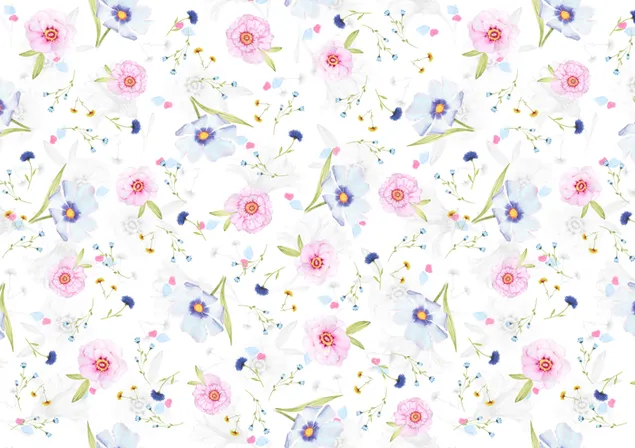 Frühlingsblumen-Musterhintergrund 2K Hintergrundbild