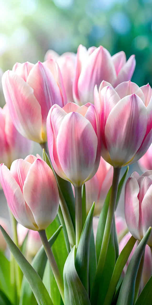 Páipéar balla Tiúilipí Bándearg Bog an Earraigh i Radharc Galánta agus Suaimhneasta2K