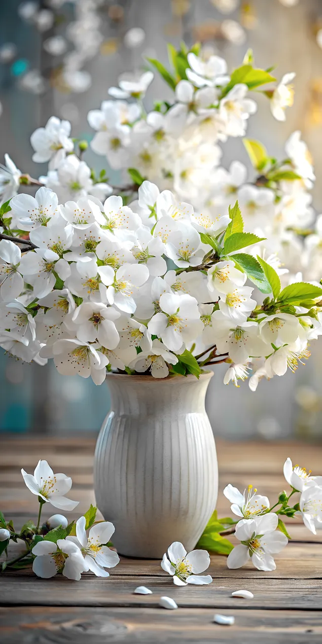 Páipéar balla Bláthanna Bána Boga an Earraigh i Radharc Galánta agus Suaimhneasta2K