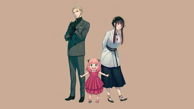 Spy x Family - Anya con su vestido rojo con Loid y Yor