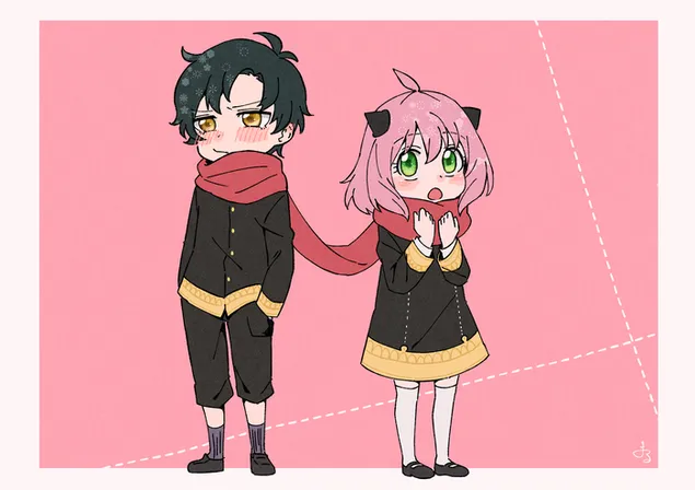 spy x -perhesarjan mustatukkainen animehahmopoika mustassa mekossa lataa