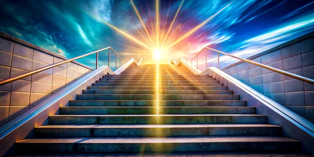 Trapen déi zu engem helle Peak féieren, symboliséiert Fortschrëtter an Erreeche 4K Tapeten