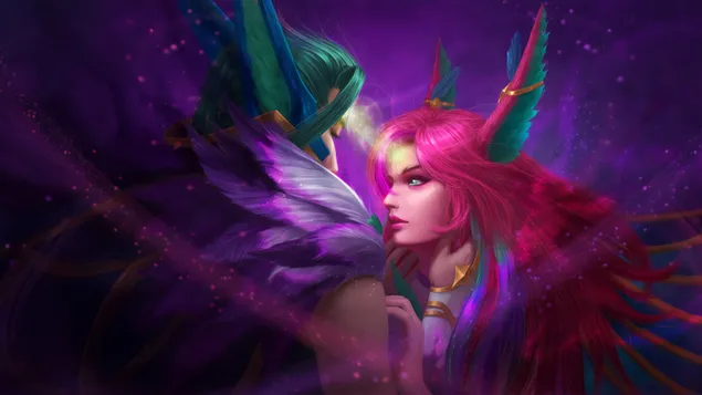 Star Guardian 'Xayah with Rakan' (Fantasy Art) - 英雄聯盟 [LOL] 4K 壁紙