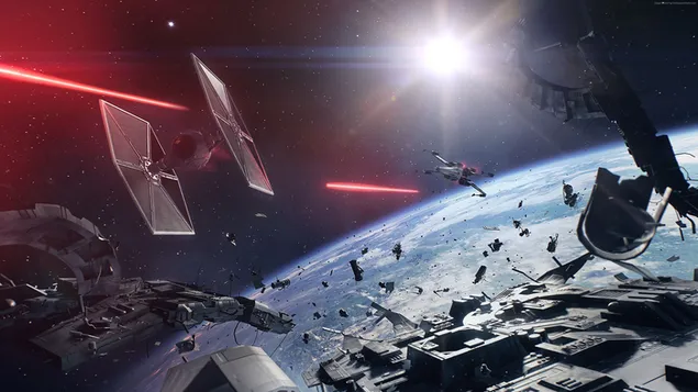 Star Wars: Battlefront 2 oyunu - Uzayda yıldız gemisi 4K duvar kağıdı