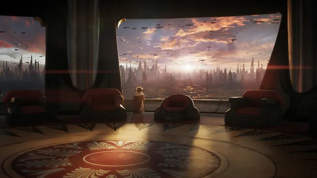 Hình nền Star Wars Eclipse - Bậc thầy Yoda Art 4K