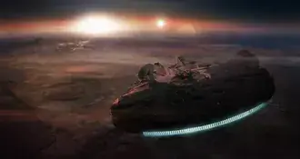 Latar belakang desktop digital Star Wars Millennium Falcon 4K wallpaper