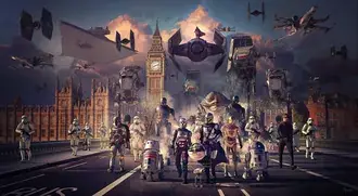 Tapeta Filmový plakát postavičky z filmu Star Wars 2K