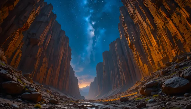 星空下的峡谷之夜：壮丽的沙漠景观 4K 壁纸